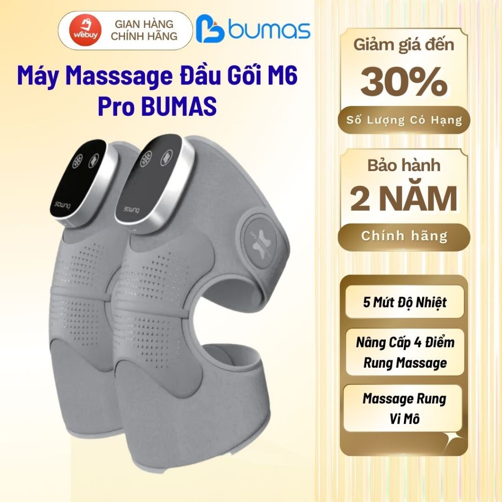 Máy Masssage Đầu Gối BUMAS M6 Pro - 5 mức độ nhiệt - 3 chức năng trong 1 - Nâng Cấp Giữ Ấm - Massage