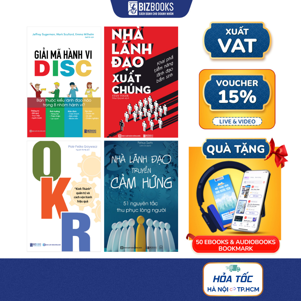 Bộ Sách Nhà Lãnh Đạo Truyền Cảm Hứng, Nhà Lãnh Đạo Xuất Chúng, Giải Mã Hành Vi DISC, OKR Kinh Thánh 