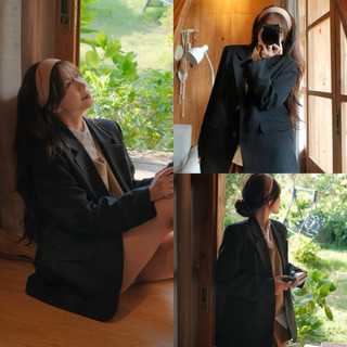  Áo vest dáng rộng 2 cúc có đệm vai Nữ  nắp túi thay đổi 2 kiểu  the.sweaterweather TSW 