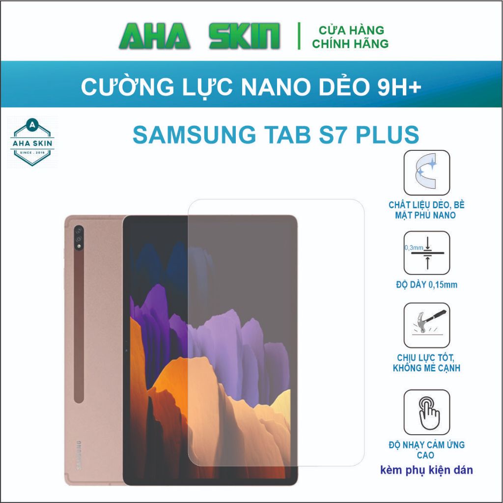 Cường lực Samsung Tab S7 Plus, Cường lực dẻo 9h+