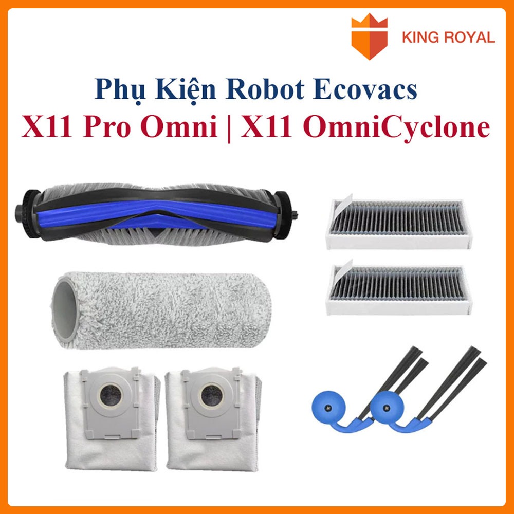 Phụ kiện robot hút bụi Ecovacs X11 Pro Omni, X11 OmniCyclone Chổi chính, Chổi lăn, Chổi cạnh, Lọc, T