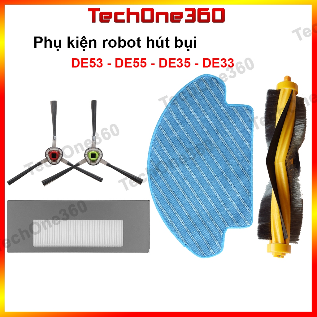 Chổi cạnh, lọc bụi, khăn lau, chổi chính robot hút bụi DE53 - DE55 - DE33 - DE35