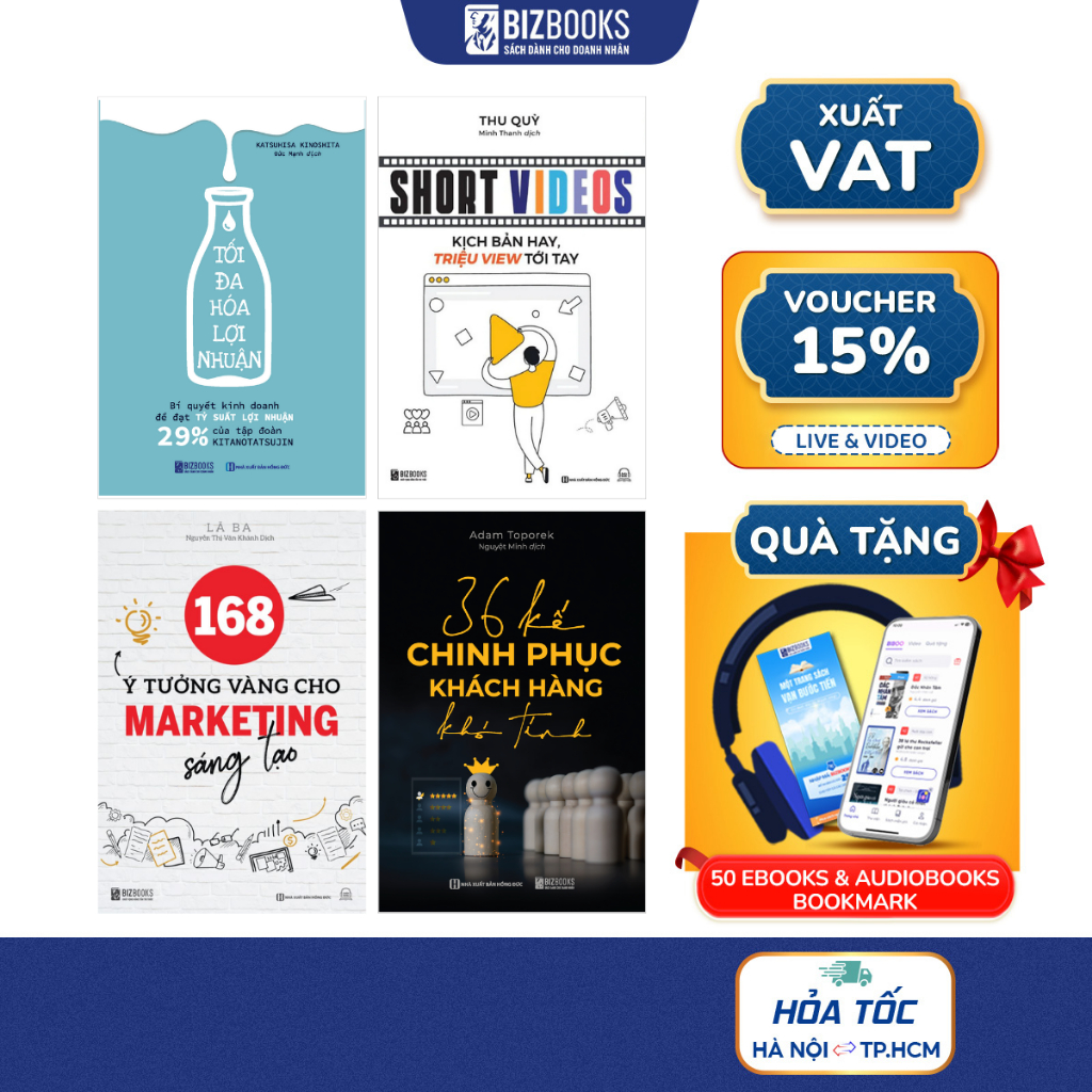 Bộ Sách 168 Ý Tưởng Marketing Sáng Tạo, Tối Đa Hoá Lợi Nhuận, 36 Kế Chinh Phục Khách Hàng Khó Tính, 