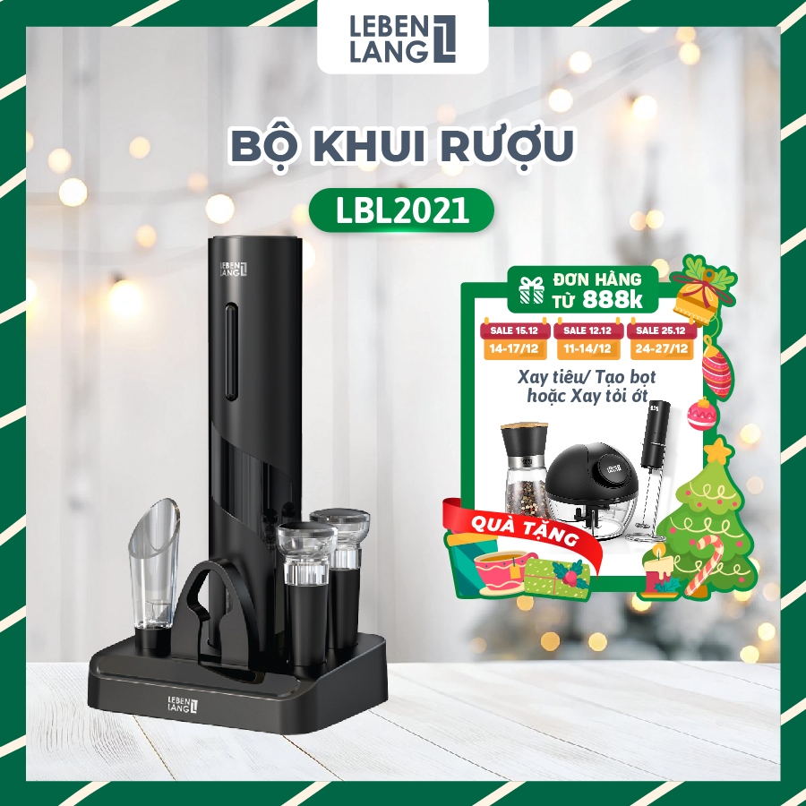   Hàng Chính Hãng  Bộ Dụng Cụ Mở Rượu Vang Điện Lebenlang LBL2021 Set 4 Món Sang Trọng 