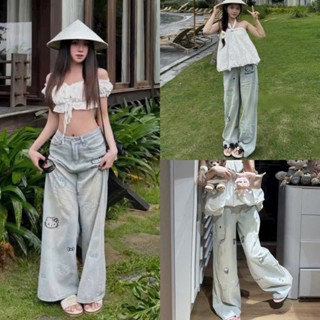  Quần xuông jeans nữ quần ống suông nữ Chắp thân hack dáng mẫu mới nhất 2025 