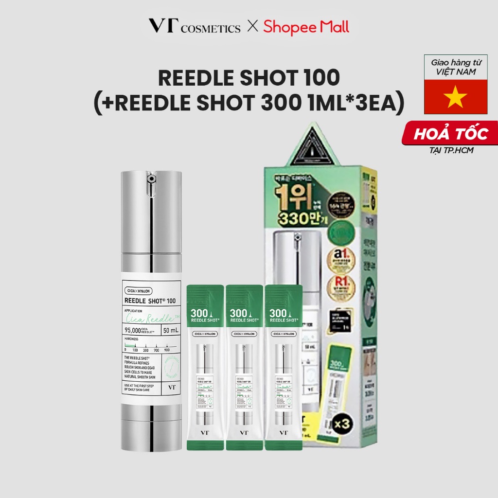 [SET REEDLE SHOT] Tinh chất vi kim VT REEDLE SHOT 100 + 3 POUCH (1ml*3ea)