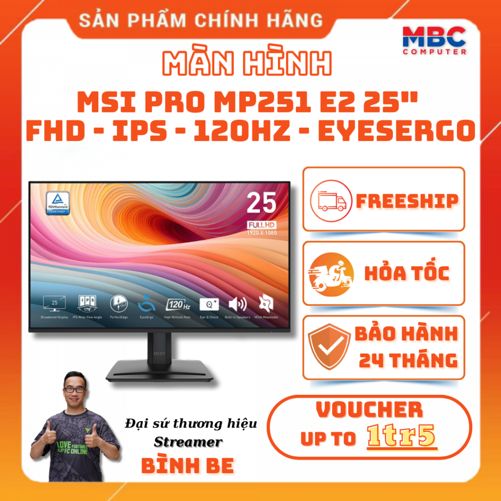 Màn Hình MSI PRO MP251W E2 / MP251 E2 / MP251L E2 (25" / IPS / 120Hz) - New - Bảo Hành 24 tháng
