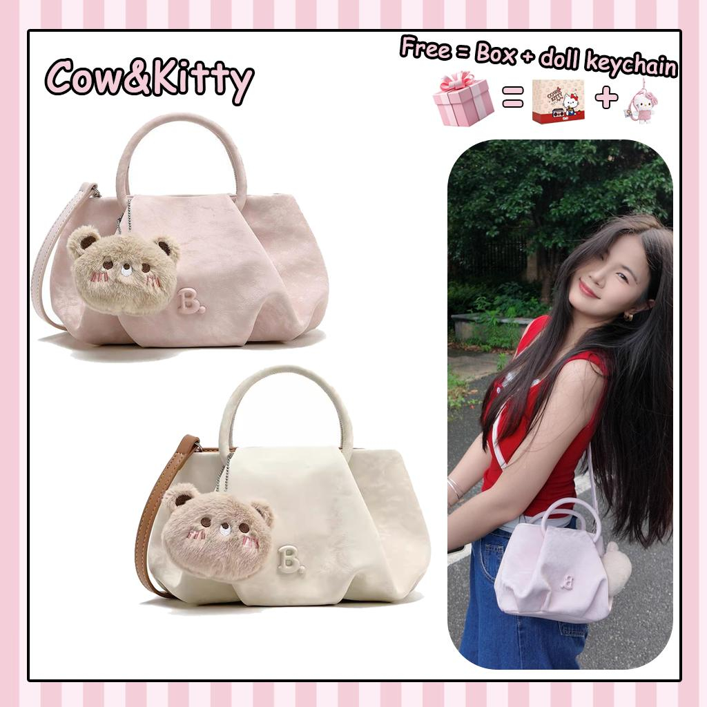 BABEXO Túi Xách Dễ Thương Họa Tiết Chữ B Tặng Kèm Charm Mèo Nhỏ và Gấu Dễ Thương Phù Hợp Du Lịch và Hàng Ngày