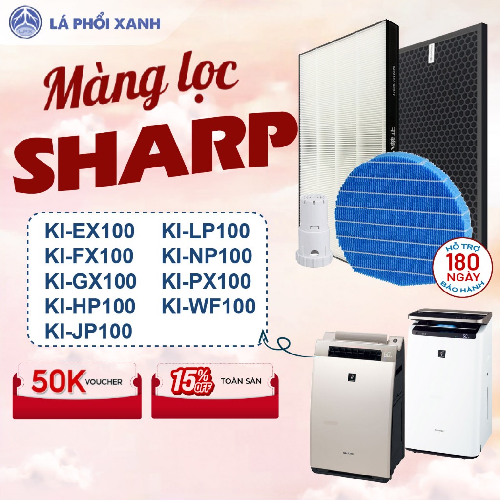 Màng lọc không khí Sharp KI-EX100 KI-FX100 KI-GX100 KI-HP100 KI-JP100 KI-LP100 KI-NP100 KI-PX100 KI-
