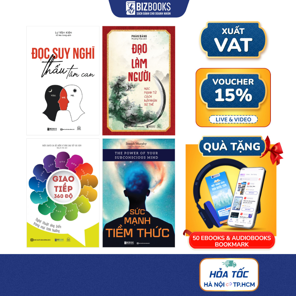Bộ Sách Đọc Suy Nghĩ Thấu Tâm Can, Giao Tiếp 360 Độ, Đạo Làm Người, Sức Mạnh Tiềm Thức - Bizbooks