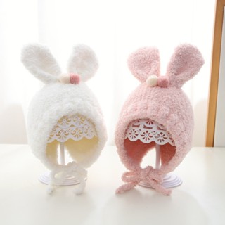  Mũ Len Cho Bé Mũ Trùm Đầu Giữ Ấm Cho Bé Trai & Gái Gắn 2 Quả Bông Từ 0-7 Tuổi 