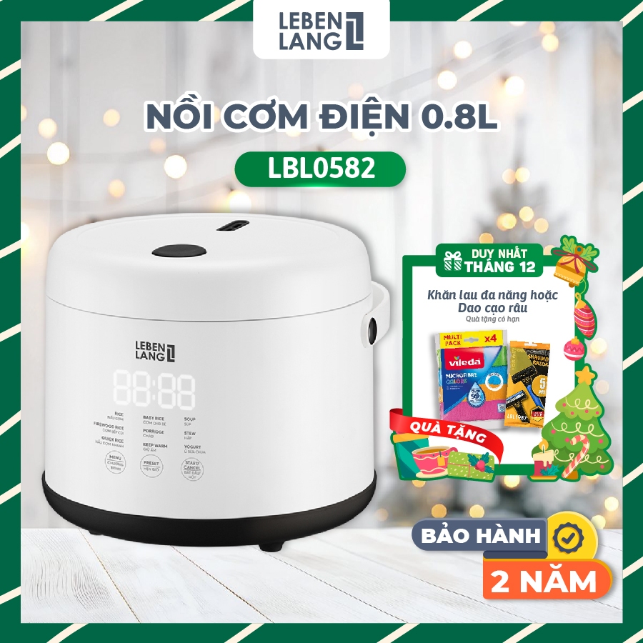 Nồi Cơm Điện lòng nồi inox Lebenlang LBL0582, dung tích 800ml, công suất 300W - hàng chính hãng BH 2