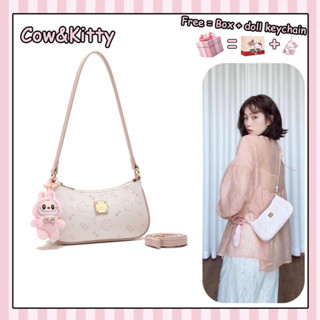 Cow&Kitty Túi đeo chéo, kẹp nách họa tiết mèo kitty hồng siêu xinh xắn dễ thương chất da mềm dày dặn