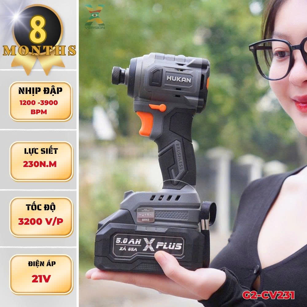 Máy chuyên vít HUKAN - G2-CV230 , sử dụng chân pin phổ thông, lực xiết 230N.M - Xversion