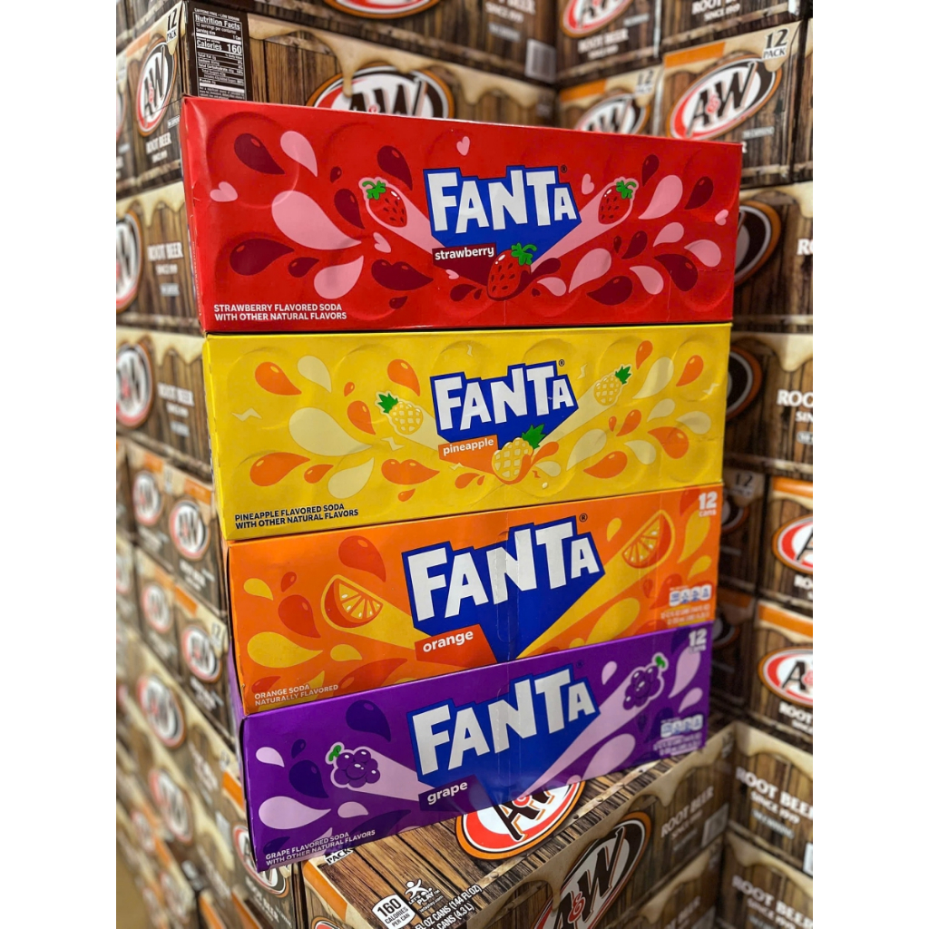 [Thùng 12 Lon] Nước Ngọt Có Ga Fanta Đủ Vị 355ml Mỹ