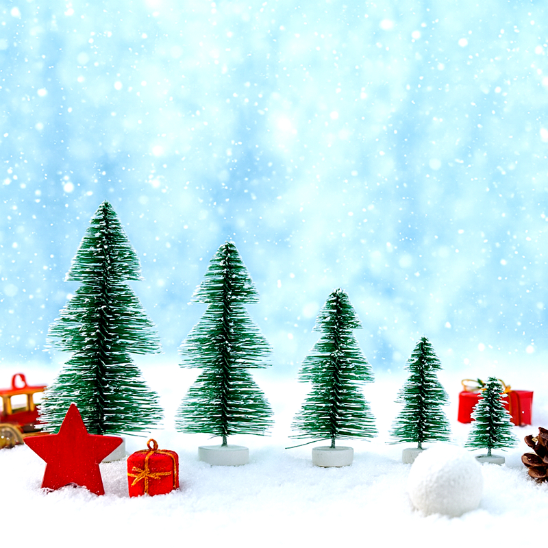 RẺ VÔ ĐỊCH - Cây Thông Noel Mini Đế Gỗ Trang Trí Nhà Cửa, Trang Trí Tiểu Cảnh – Màu Xanh Tuyết – Phụ