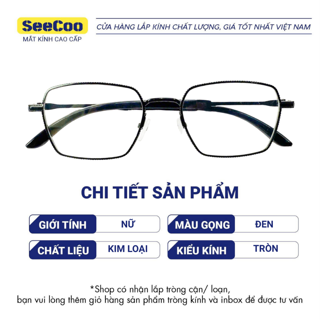 Gọng Kính Cận Dáng Chữ Nhật Kim Loại Cao Cấp SeeCoo, Phong Cách Tối Giản, Hỗ Trợ Lắp Cận/Loạn, Chống ASX, Đổi Màu S90 | BigBuy360 - bigbuy360.vn