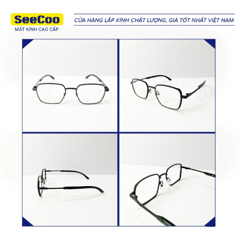 Gọng Kính Cận Dáng Chữ Nhật Kim Loại Cao Cấp SeeCoo, Phong Cách Tối Giản, Hỗ Trợ Lắp Cận/Loạn, Chống ASX, Đổi Màu S90 | BigBuy360 - bigbuy360.vn