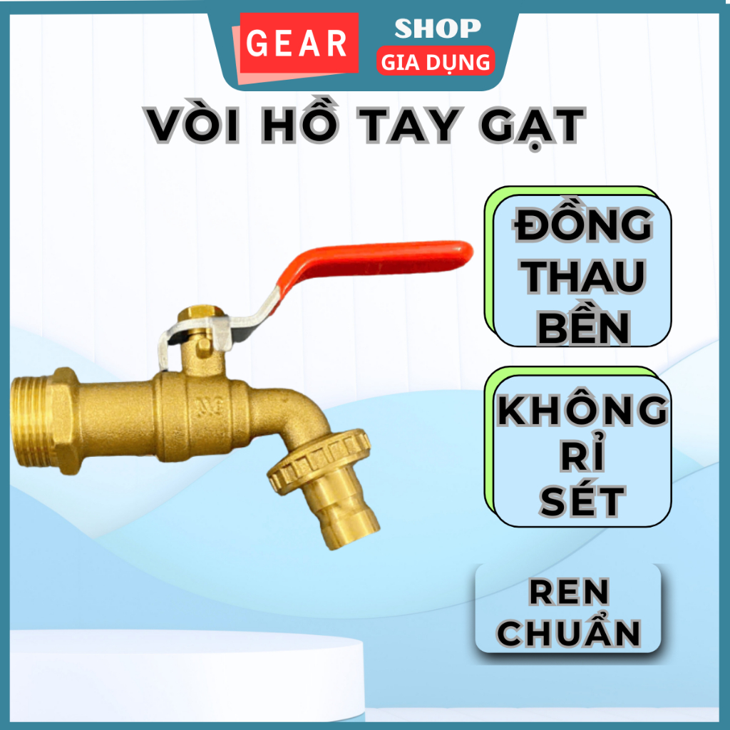 vòi hồ tay gạt đồng thau ren 21 GEARSHOP vòi đơn đòng nguyên khối bền bỉ
