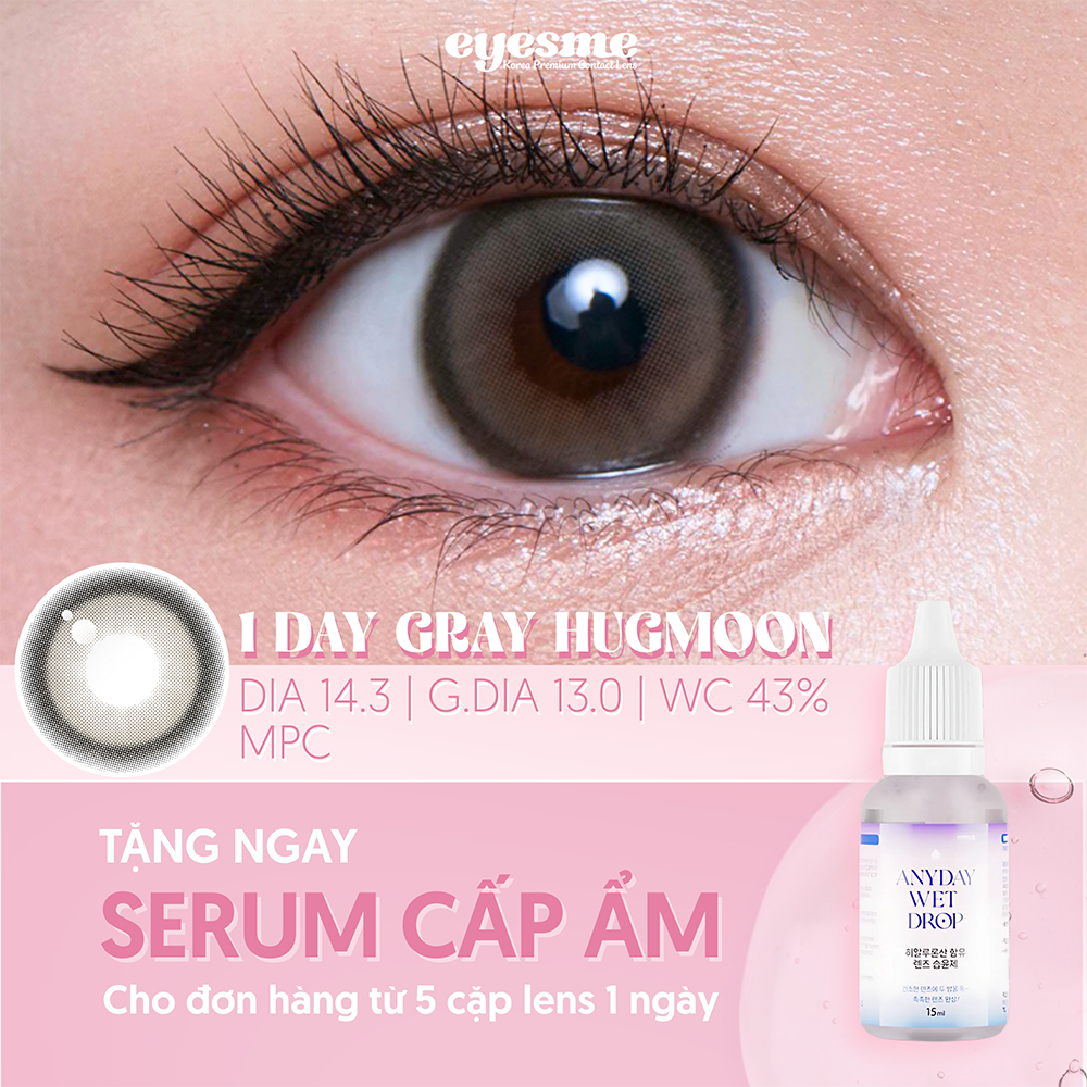 [Lens 1 ngày] Kính áp tròng Eyesme - 1Day Gray - Màu xám tự nhiên - Lens cận từ 0-8 độ
