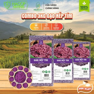 Gạo Nếp Tím Điện Biên xát dối combo 3kg ( 3 túi )