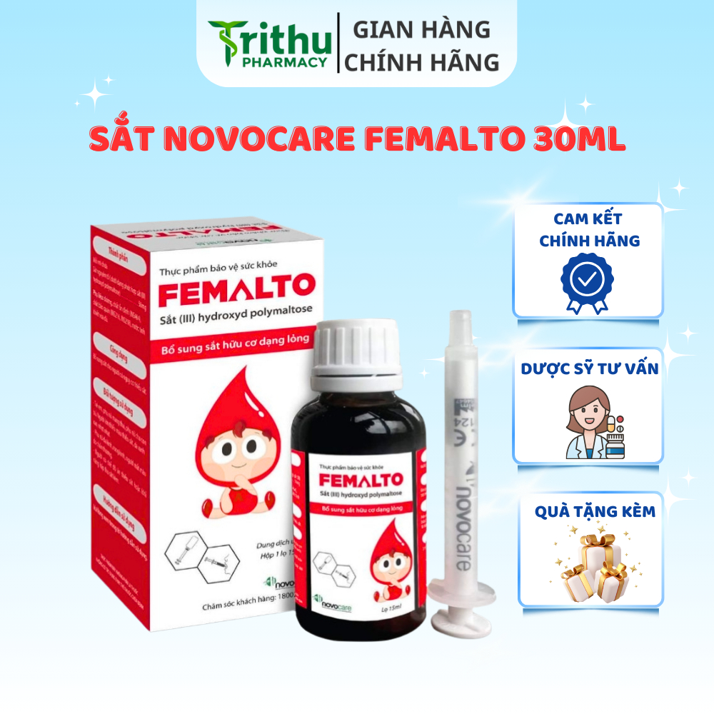 Sắt Novocare Femalto bổ sung sắt hữu cơ nhỏ giọt cho mẹ và bé chai 30ml