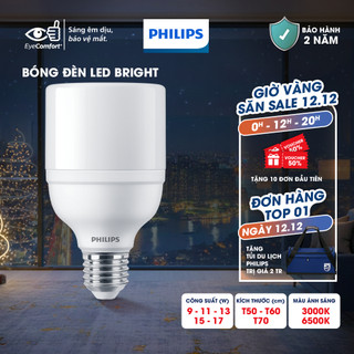  Bóng đèn LED PHILIPS Bright E27 bảo vệ mắt ánh sáng vàng ánh sáng trắng  01 bóng  