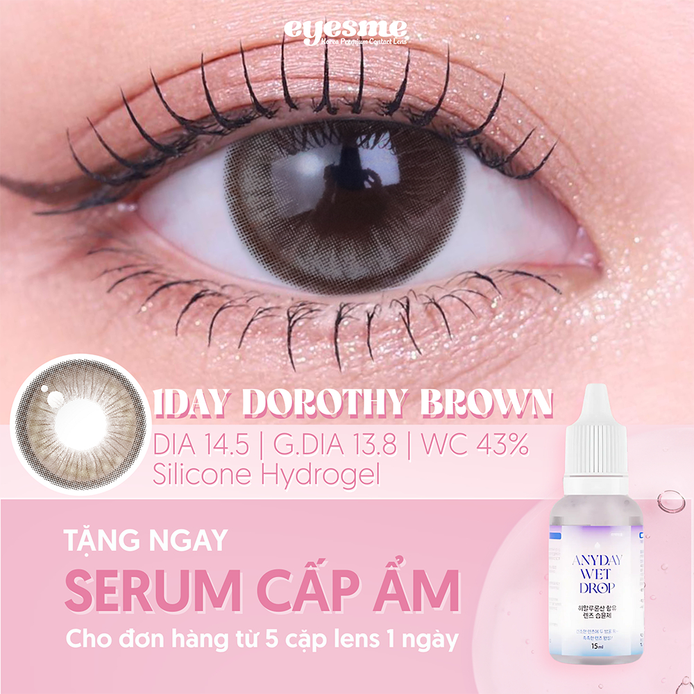 [Lens 1 ngày] Kính áp tròng Eyesme - 1Day Dorothy Brown - Lens nâu giãn tròng hack mắt to tròn