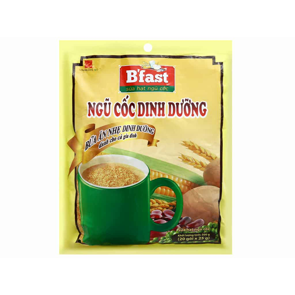 Ngũ Cốc Dinh Dưỡng B'fast - 500g(20 gói) - Bữa Ăn Nhẹ Dinh Dưỡng Cho Gia Đình - Sữa Hạt Ngũ Cốc