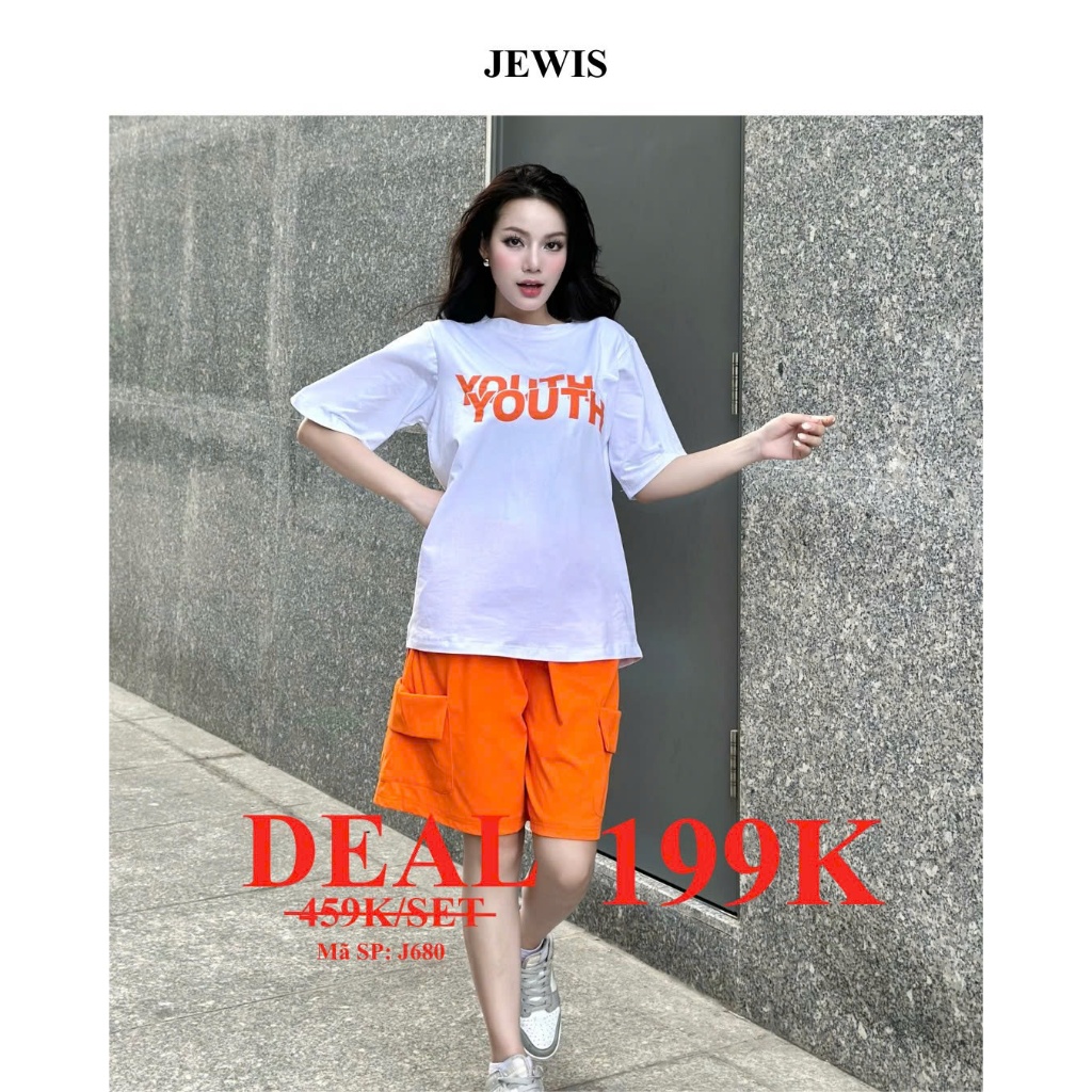 Bộ Cộc YOUTH Jewis Màu Trắng Cam Phong Cách Năng Động Cá Tính - J680