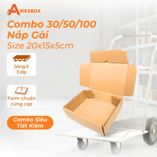 Combo 30/50/100 Hộp Nắp Gài 20x15x5cm Đựng Quần Áo, Mỹ Phẩm - Thùng Carton 3 Lớp Sóng E Cứng Cáp
