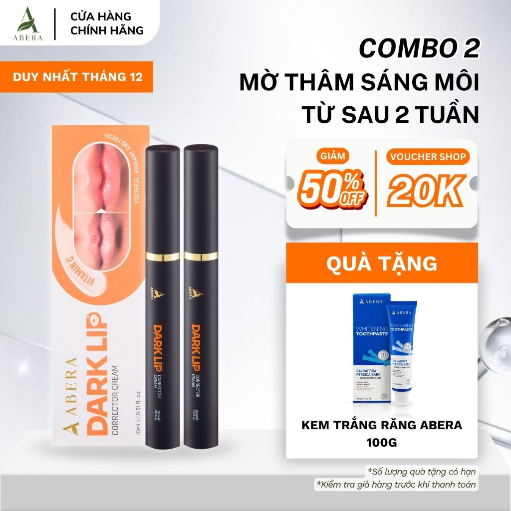 [MUA 2 TẶNG 1] Combo 2 Kem Thâm Môi Abera Giúp Môi Mờ Thâm Sáng Hồng Dưỡng Ẩm Ngừa Khô Môi 15ML