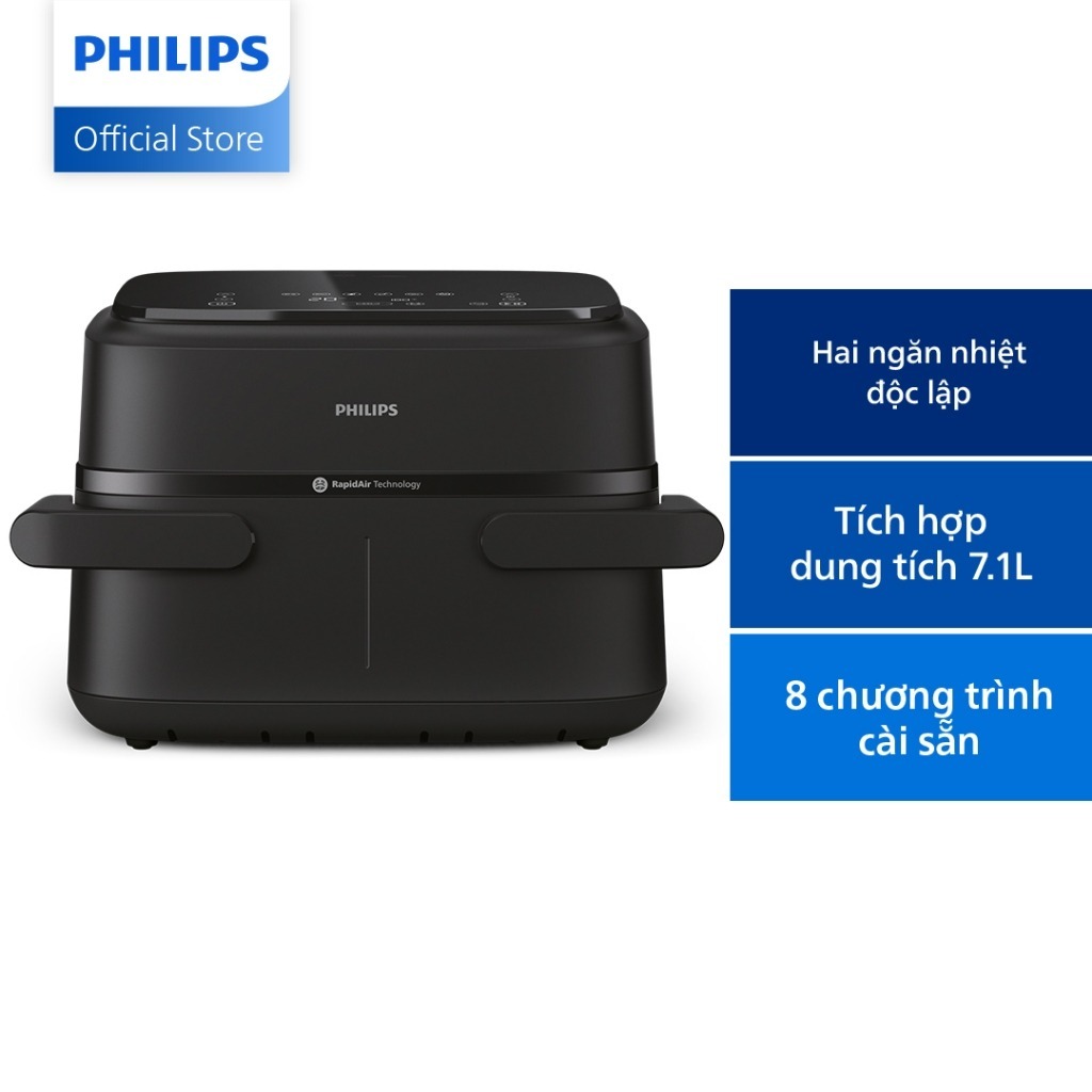 [VHL x Philips] - Livestream Nồi chiên không dầu 2 ngăn NA150/00 | 7 lít|-  Hàng Chính Hãng
