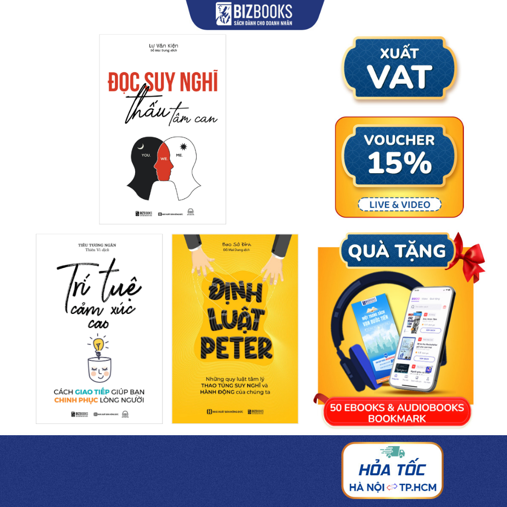 Combo Sách Định Luật Peter, Đọc Suy Nghĩ Thấu Tâm Can, Trí Tuệ Cảm Xúc Cao, Nghệ Thuật Từ Chối - Biz