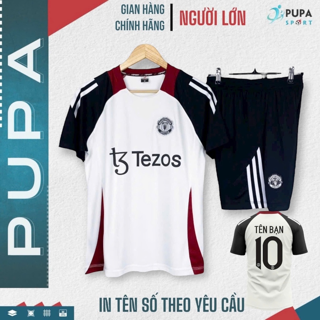 Bộ Đồ Đá Banh Jp Clb Mờ U Traning 2025 Trắng Đen Tezos, Vải Thun Lạnh Cao Cấp  Cho Nam Nữ, Unisex Sp