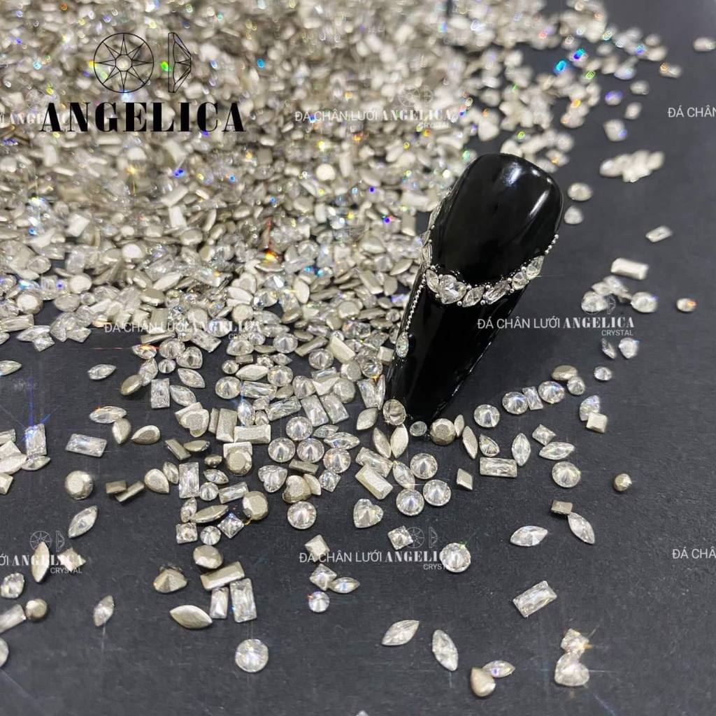  Set Đá Khối Chân Bằng Super Mini   100 viên   ANGELICA Siêu Nhỏ Chân Vàng Trang Trí Móng 