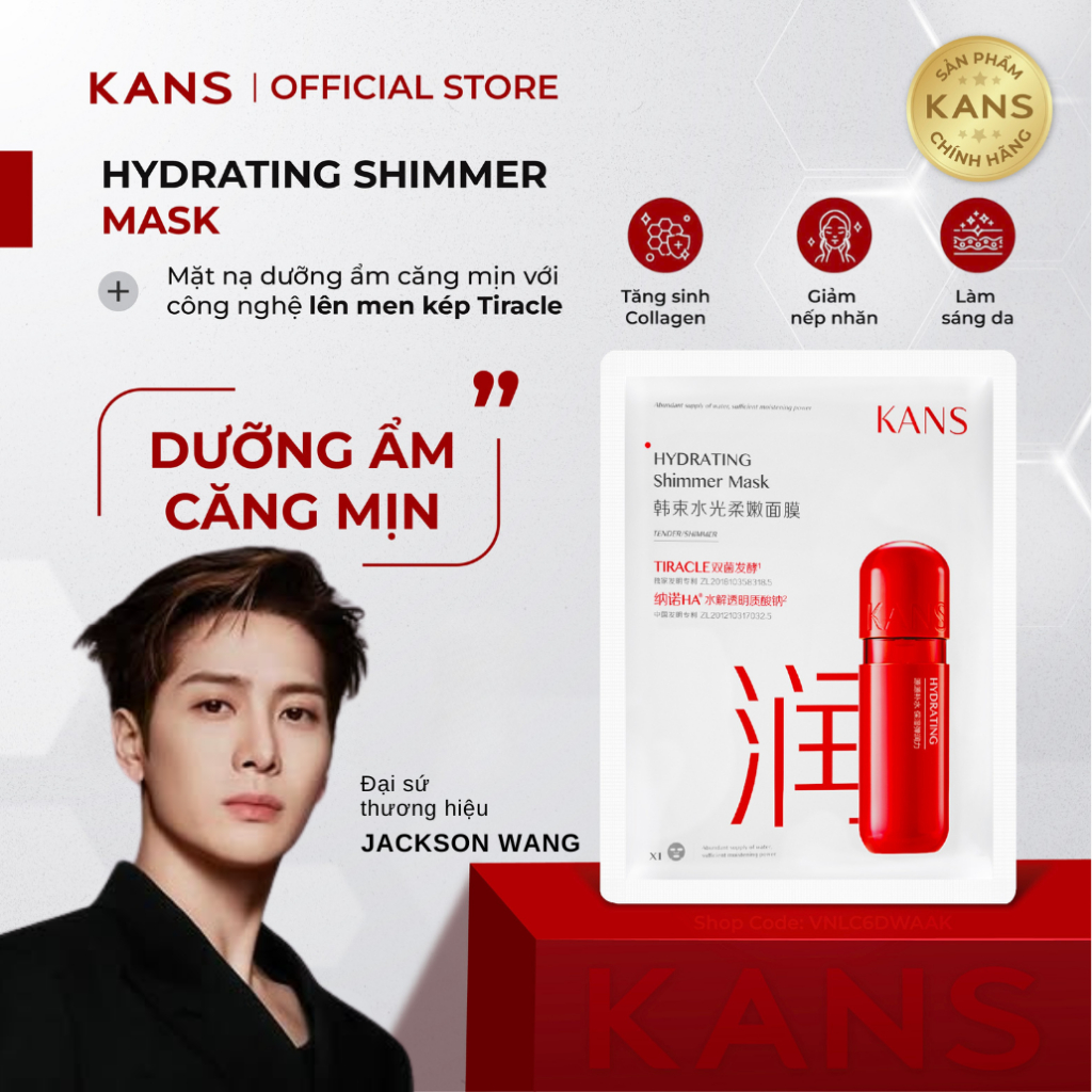 [HỎA TỐC] MIẾNG LẺ - MẶT NẠ KANS ĐỎ - Mặt nạ dưỡng ẩm, căng mịn - Mask chính hãng - KANS VIETNAM