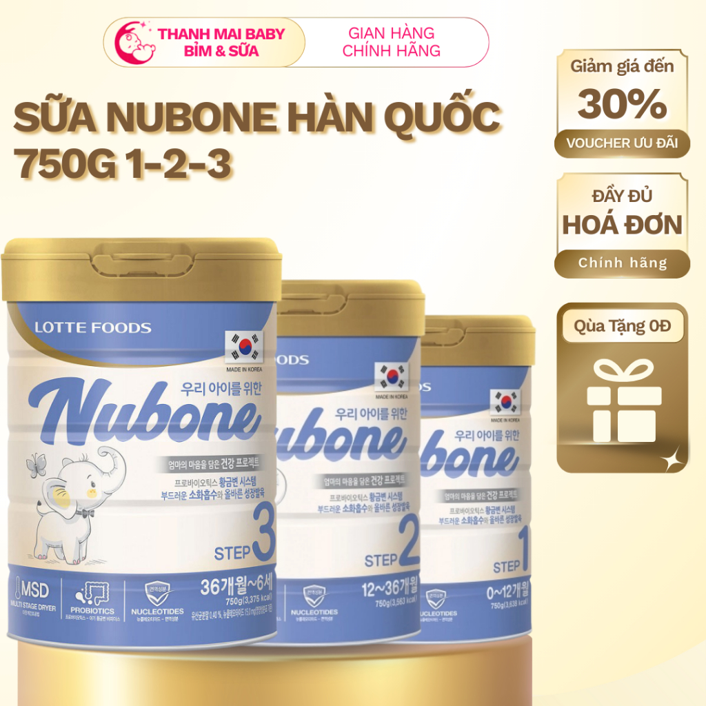 Sữa Nubone Step 1/2/Plus Hàn Quốc 750g - Đạm Whey Hữu Cơ Tiêu Hóa Tốt Tăng Đề Kháng Bé 0-10 Tuổi - Thanh Mai Baby