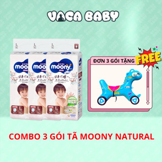   20 DEAL TẶNG XE  Combo 3 gói Tã bỉm Moony Natural đủ size NB62  S58+2  M46 DÁN  M46 QUẦN  L36  XL32 miếng 