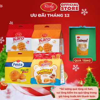   Tặng 1 Yến Mạch  Combo 4 Bịch Bánh Tươi Karo Richy: Karo Chà Bông Sợi Gà Karo Phô Mai Karo Gấu & Bánh Mì Hoa Cúc 