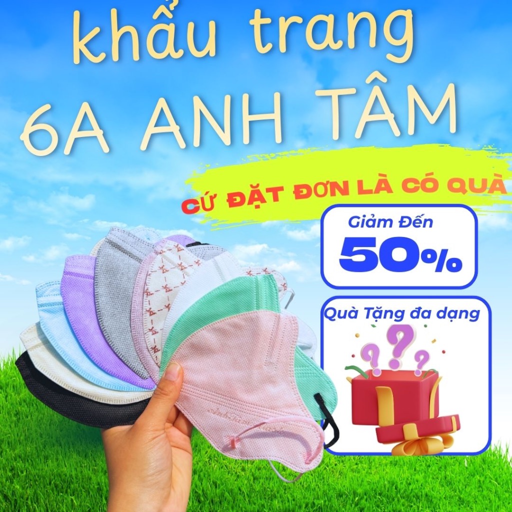 100 chiếc Khẩu trang 6A Anh Tâm Mask -90 ký vẫn dùng được