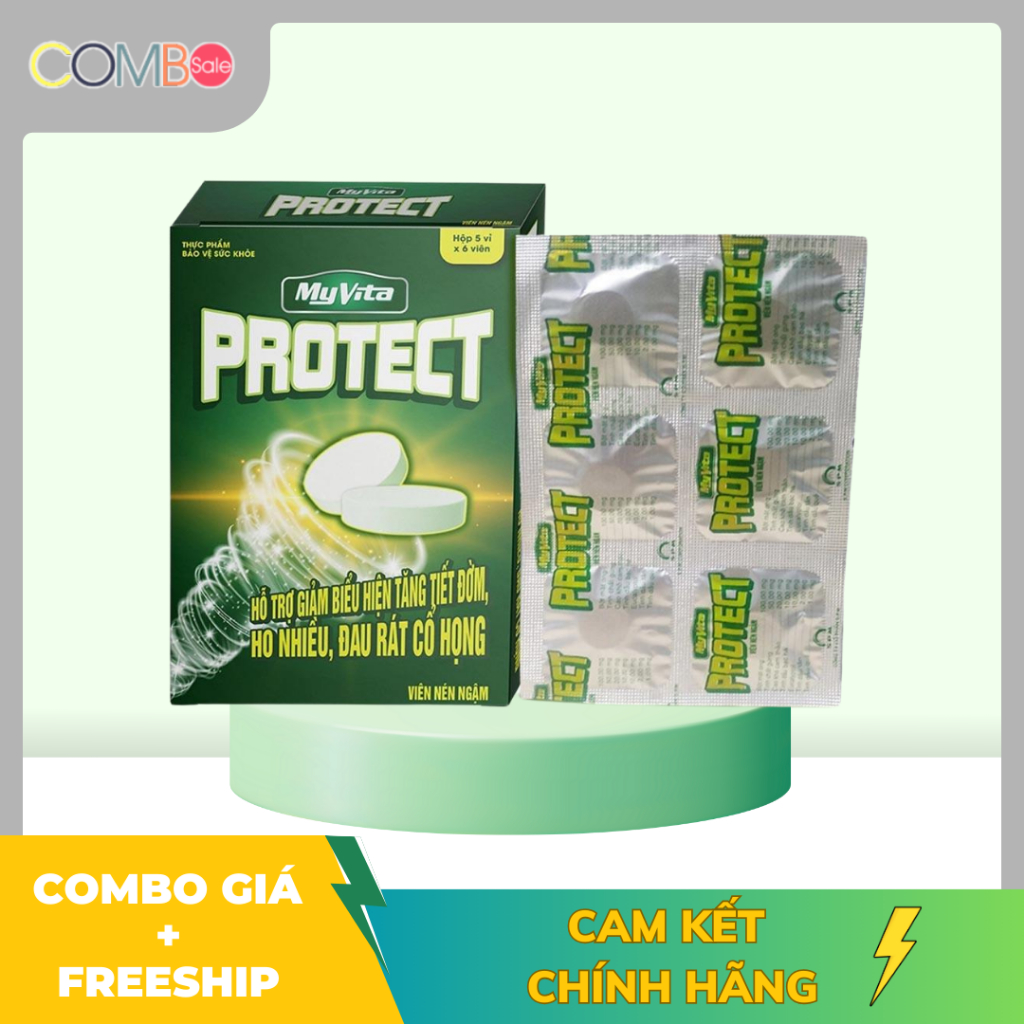 Viên Ngậm Hỗ Trợ Giảm Đau Họng, MyVita Protect SPM Hộp 30 Viên