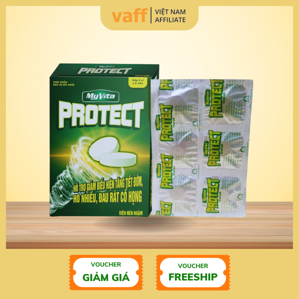 Viên Ngậm MyVita Protect SPM Hộp 30 Viên, Hỗ Trợ Giảm Đau Họng
