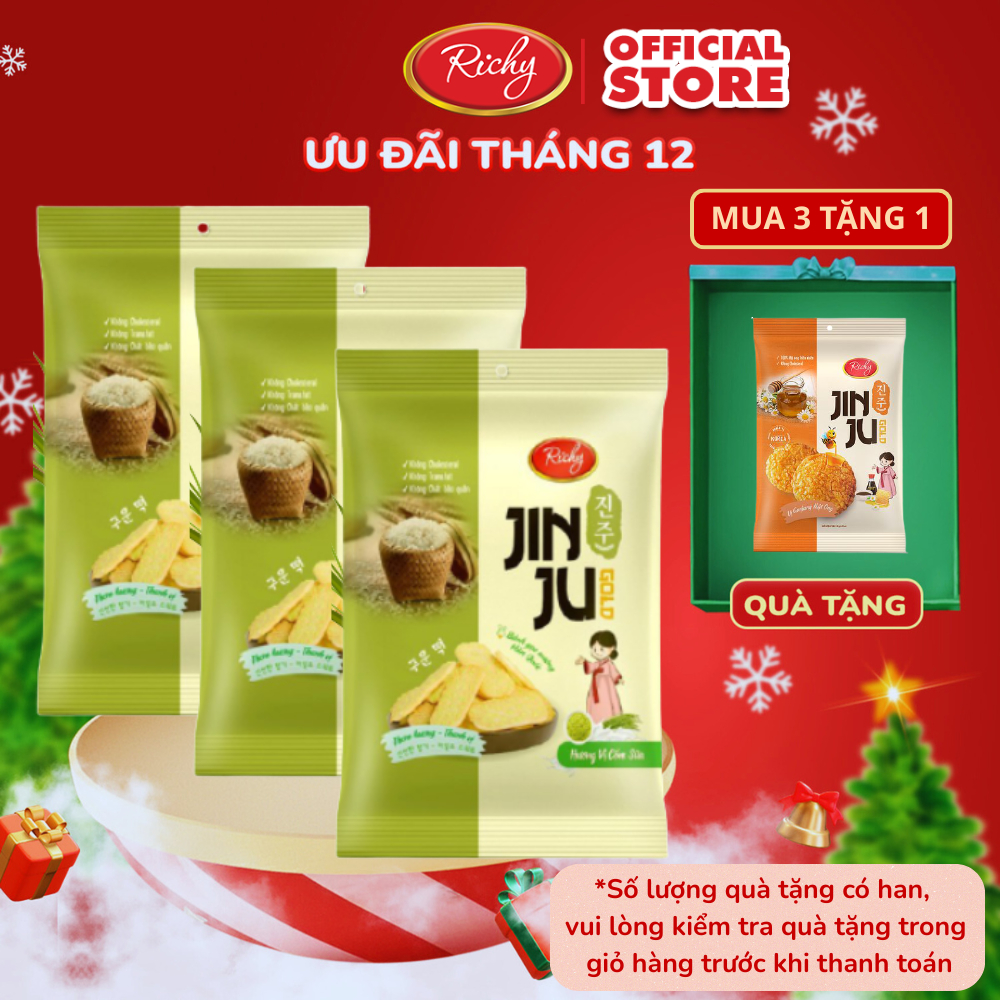 [MUA 3 TẶNG 1] Bánh Gạo JINJU RICHY vị Cốm Sữa 145g