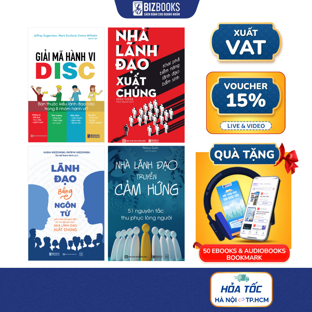 Combo 4 Sách DISC, Nhà Lãnh Đạo Xuất Chúng, Nhà Lãnh Đạo Truyền Cảm Hứng, Lãnh Đạo Bằng Ngôn Từ - Rè