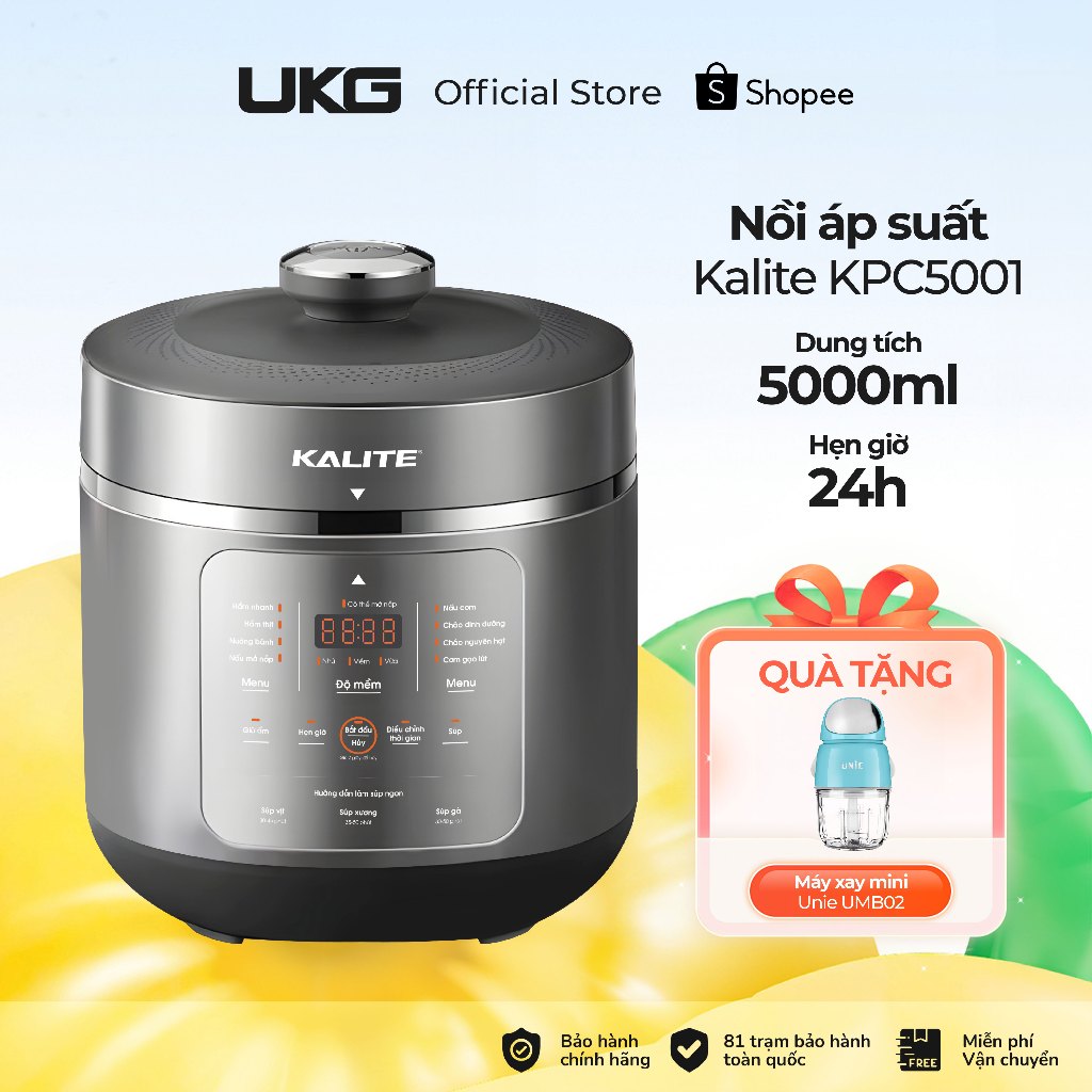 Nồi Áp Suất Đa Năng Dung Tích 5L Lòng Nồi Inox Chức Năng Nấu Mở Nắp Kalite KPC5001 Bảo Hành 12 Tháng