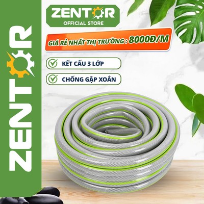 [8K/1 MÉT] Ống dẫn nước phi 15/23 Zentor dây dẫn nước 3 lớp chống gập xoắn làm vườn tưới cây rửa xe vệ sinh nhà cửa