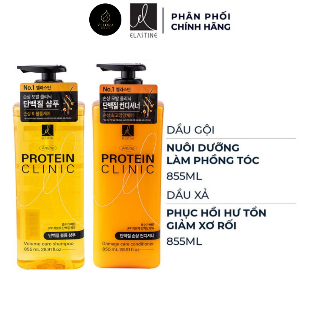 Combo Dầu Gội Elastine Phồng Tóc + Dầu Xả Elastine Phục Hồi 855ml | Mềm Mượt – Bồng Bềnh