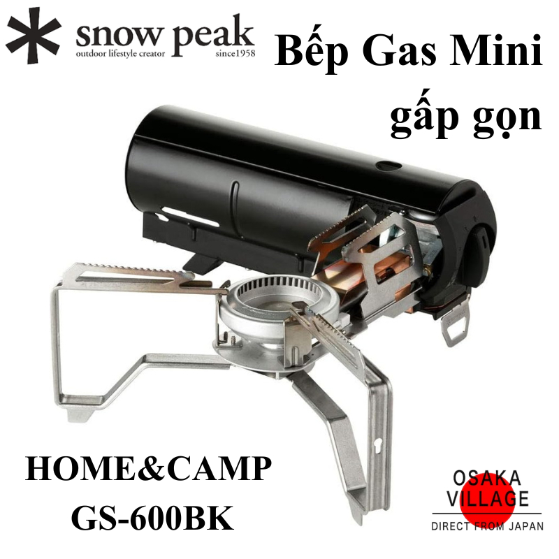 Snow Peak HOME&CAMP GS-600BK – Bếp gas Mini để bàn nhỏ gọn màu đen – Dùng camping, BBQ ngoài trời