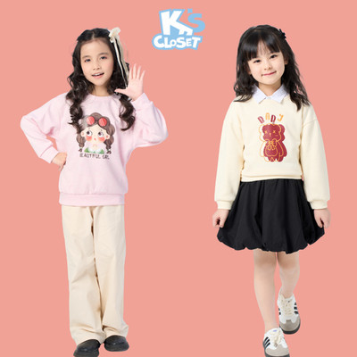 Áo Jumper Dài Tay K'S CLOSET Chất Liệu Cotton Interlock Dành Cho Bé Gái Từ 10-55kg (2-14 Tuổi) KT198, KT188FIF, KT266FIF